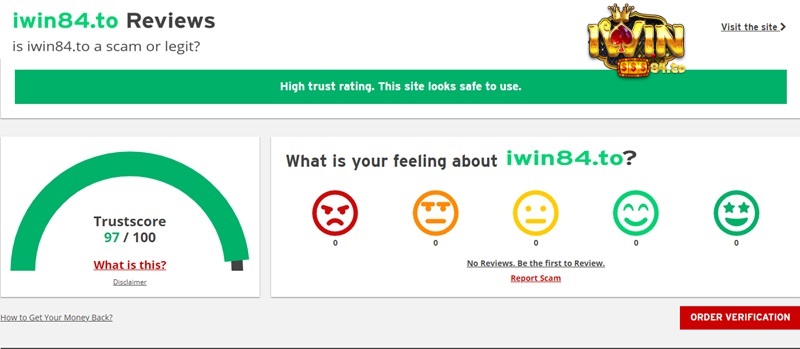 Kiểm tra độ an toàn của iWin bằng ScamAdviser.com